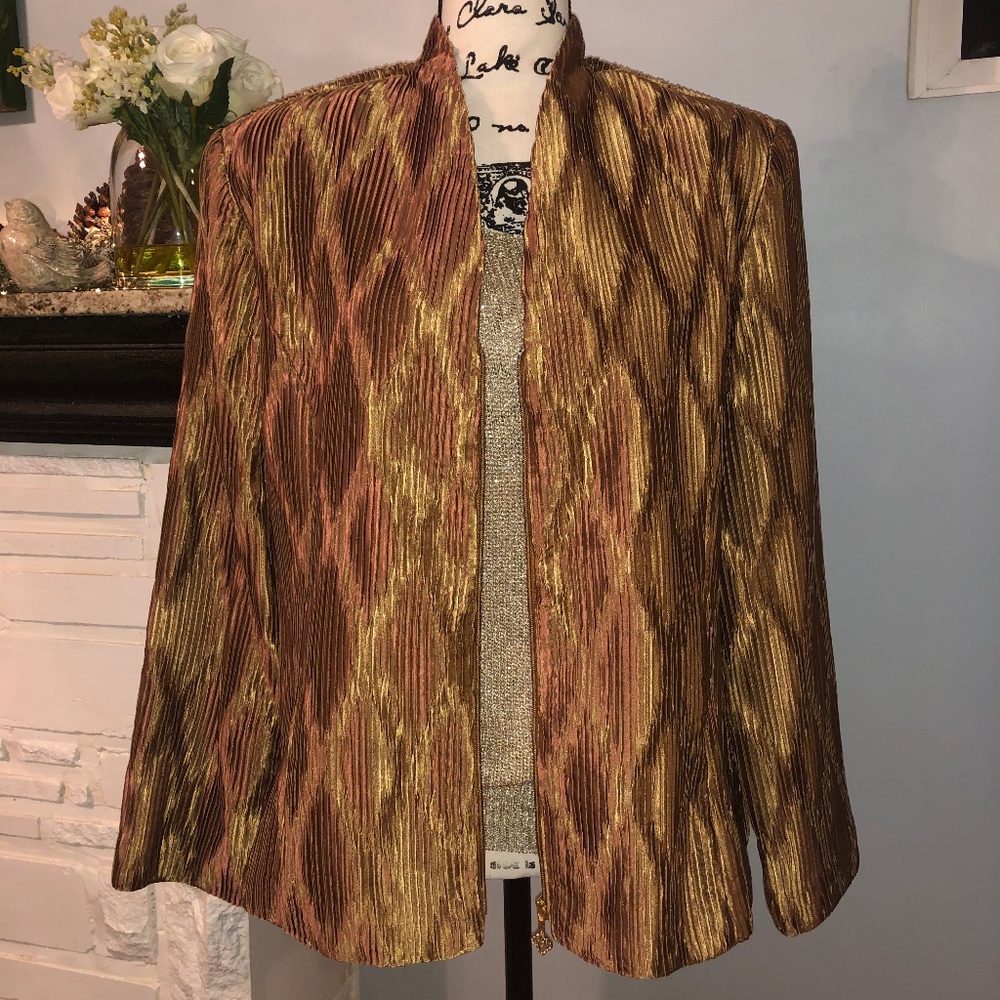 Gold Satin Pleated Jacket